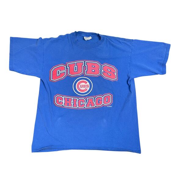 VTG Chicago Cubs MLB Baseball T Shirt Dynasty Sz L Blue Y2K 2002 Cotton Comfort - Picture 1 of 7